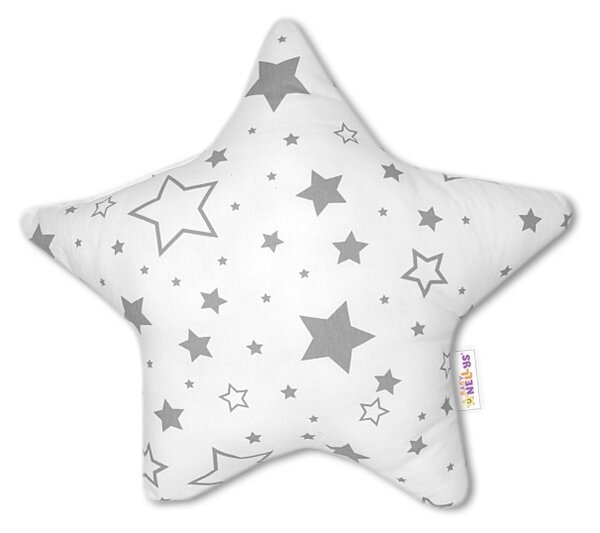 Baby Nellys Hvězdička - dekorační polštářek - šedé hvězdy a hvězdičky