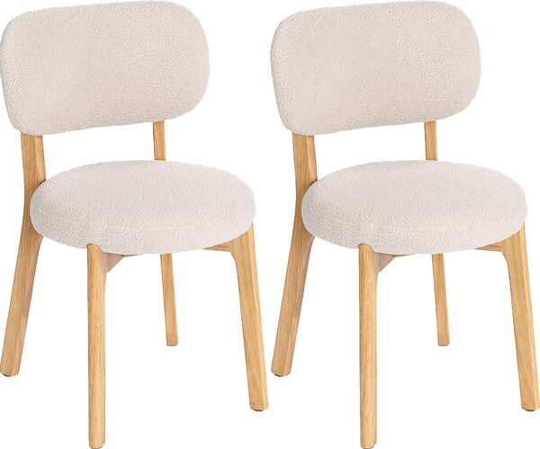 HOMCOM, jídelní židle, set 2 kusů, kuchyňská židle s prohnutou opěradlem
