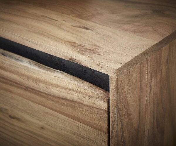 DELIFE Komoda Stonegrace 200x45 cm akácie přírodní 4 dvířka s přírodní hranou
