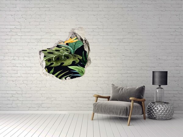 Nálepka 3D díra na zeď Tropické květiny nd-p-73937126