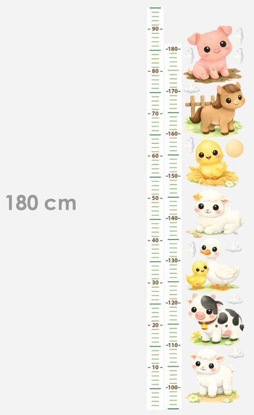 Metr mláďata z farmy textilní přelepitelné samolepky na zeď výška 160 cm
