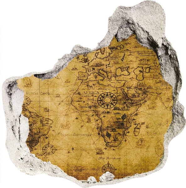 Samolepící díra na stěnu Stará mapa světa nd-p-74813931