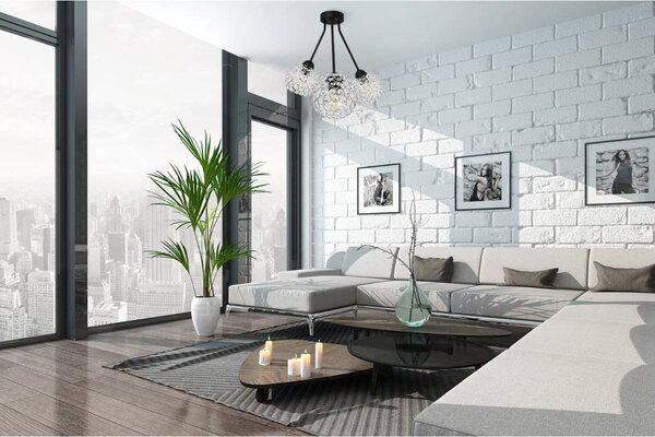 Stropní svítidlo Crystal Trio, 3x stříbrné křišťálové stínítko