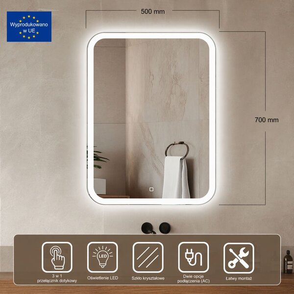 Venti Prima zrcadlo 50x70 cm obdélníkový s osvětlením 5905951180106
