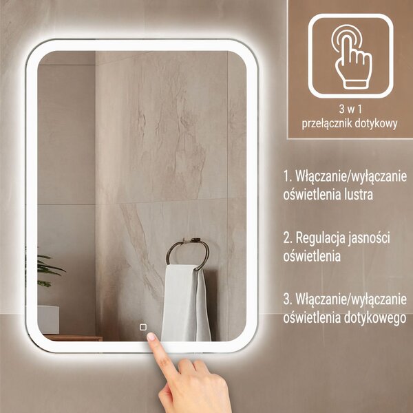 Venti Prima zrcadlo 50x70 cm obdélníkový s osvětlením 5905951180106