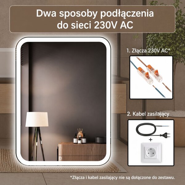 Venti Prima zrcadlo 50x70 cm obdélníkový s osvětlením 5905951180106