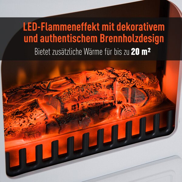 HOMCOM Elektrický krb Plamenný efekt 950/1850W Ochrana proti přehřátí Bílá 41,5 x 28 x 54,8 cm