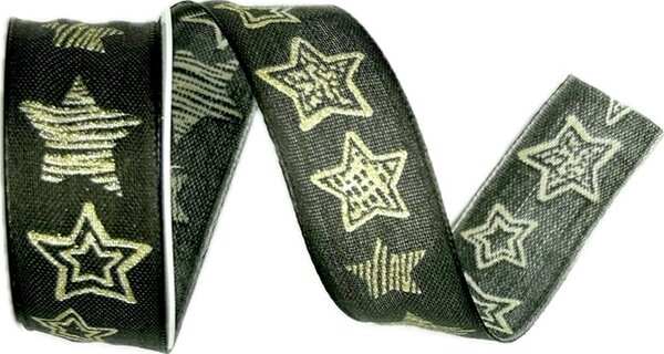 Vánoční stuha BLACK CHRISTMAS STARLIGHT – PREMIUM černá 25mm x 2,5m (12,-Kč/m)
