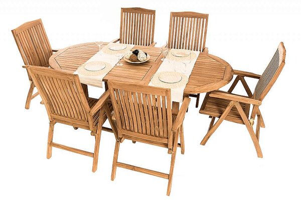 Zahradní oválný stůl SANTIAGO 160/210 x 100 cm (teak)