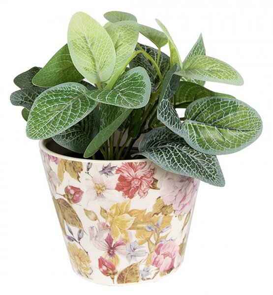 Keramický obal na květináč s květy Lovely Flowers XS – 12x10 cm