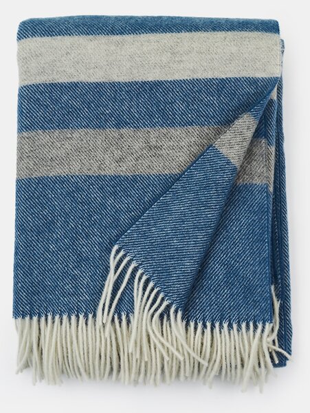 Luxusní vlněná deka Stripe modrá 140x200 cm