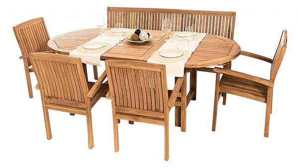 Zahradní oválný stůl SANTIAGO 160/210 x 100 cm (teak)