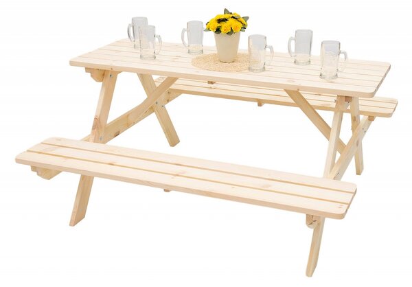 Masivní dřevěný pivní set z borovice 160 cm síla 28 mm
