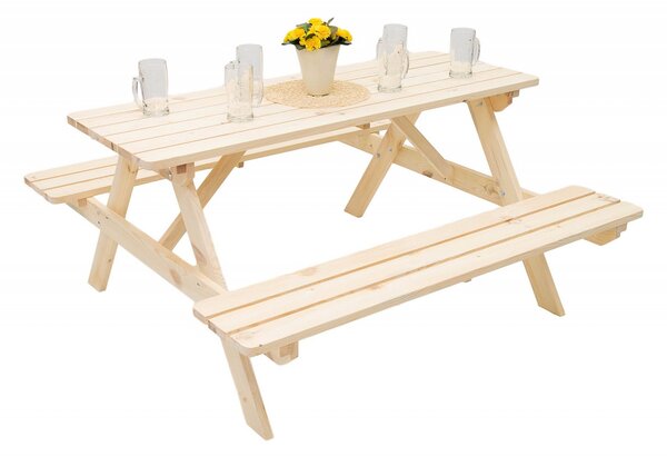 Masivní dřevěný pivní set z borovice 160 cm síla 28 mm