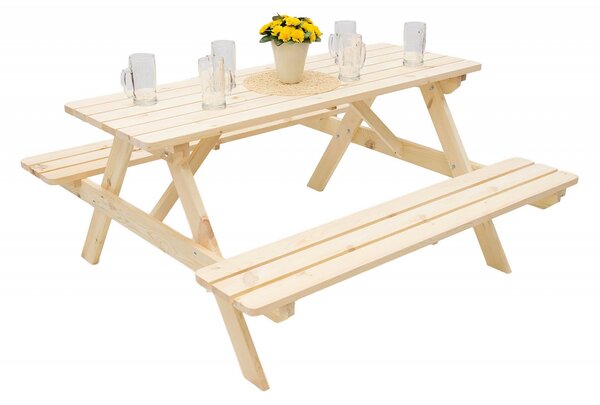 Masivní dřevěný pivní set z borovice 160 cm síla 28 mm