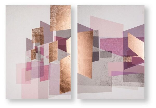 Bezrámový obraz ( 2 dílný ) - tisk na plátně - 105390, Rose Gold Geos, Graham & Brown