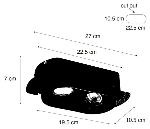 Zakulacené zapuštěné bodové svítidlo černé GU10 50 mm 2-světlo - Hubs