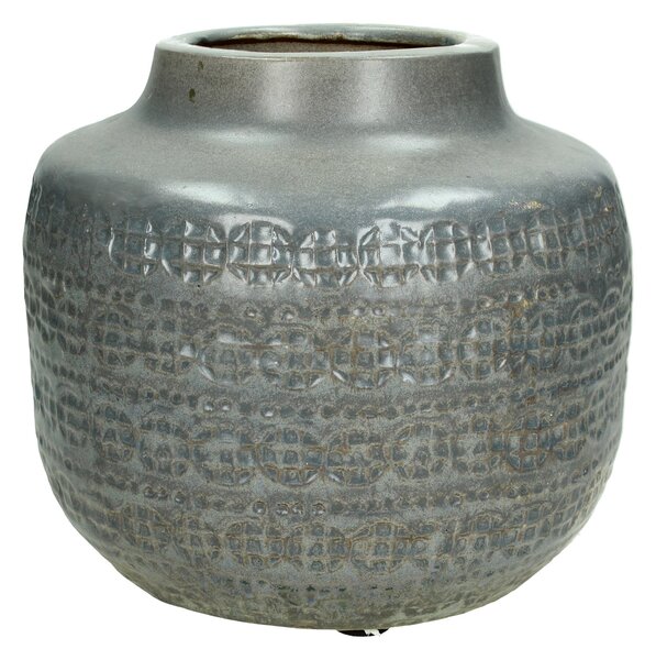 Animadecor Váza šedá s aztéckým vzorem