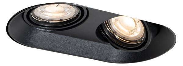 Zakulacené zapuštěné bodové svítidlo černé GU10 50 mm 2-světlo - Hubs