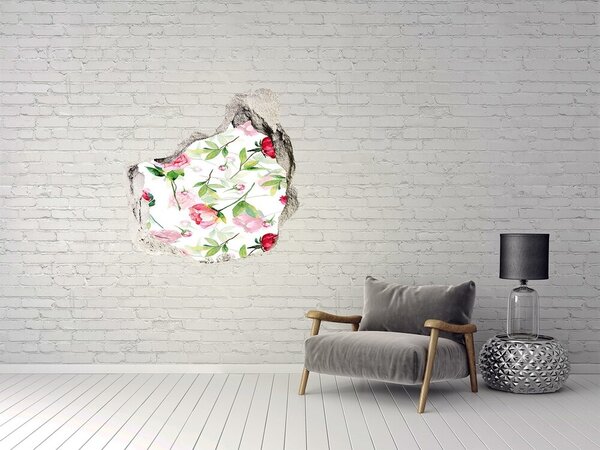 3D díra na zeď Růžové pivoňky nd-p-91564586