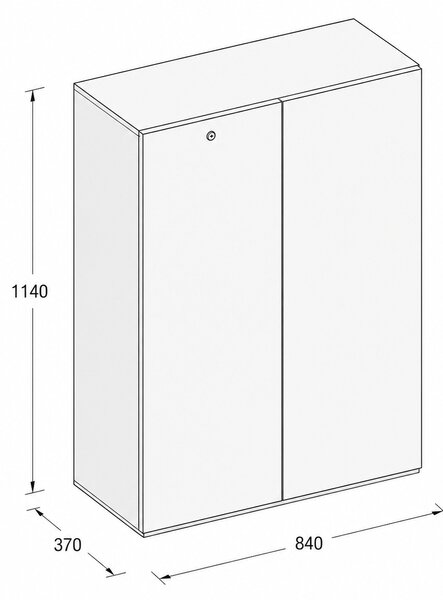 Nízká kancelářská skříňka SEGMENT, uzamykatelná, 2 police, 840 x 370 x 1140 mm, grafitová