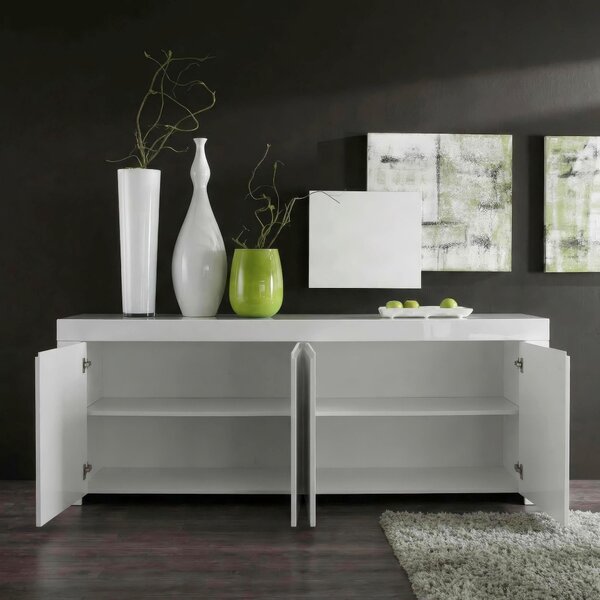 ŠIROKÁ KOMODA, vysoce lesklá bílá, 210/84/50 cm MID.YOU - Online Only komody, Online Only