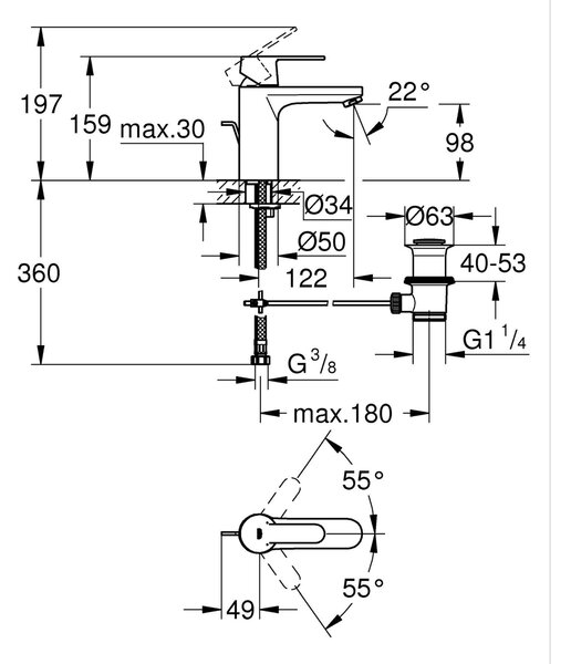 Grohe Get umyvadlová baterie stojící černá 234542430