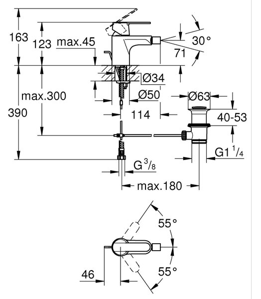 Grohe Get bidetová baterie stojící černá 328852430