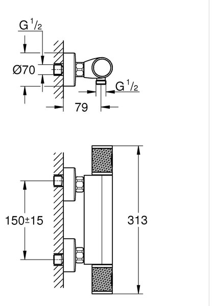 Grohe Precision Feel sprchová baterie nastěnná s termostatem černá 347902430