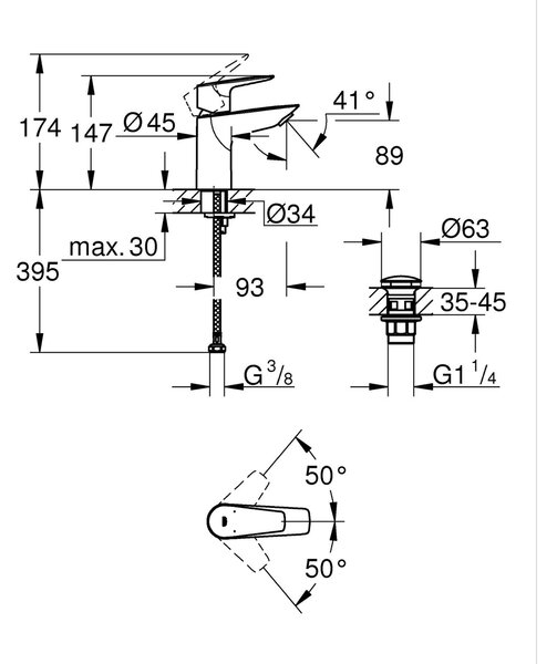 Grohe Start Edge umyvadlová baterie stojící černá 238982431