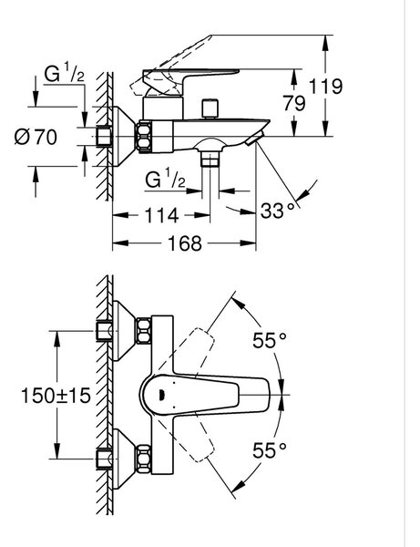 Grohe Start Edge sprchová baterie nastěnná černá 241982431