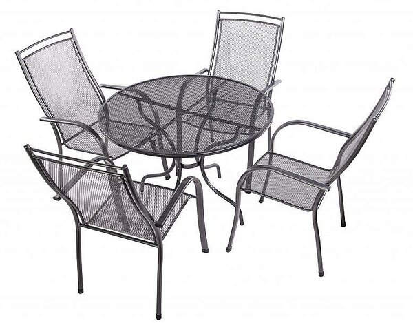 Zahradní kovová sestava PALMA III. 1+4 Stůl ⌀ 90 cm (CT0313)