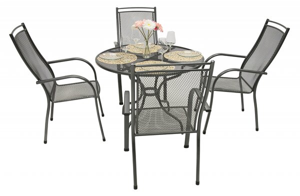 Zahradní kovová sestava PALMA III. 1+4 Stůl ⌀ 90 cm (CT0313)