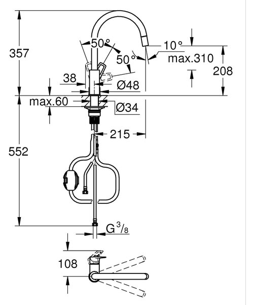Grohe Start Edge kuchyňská baterie stojící černá 305562430