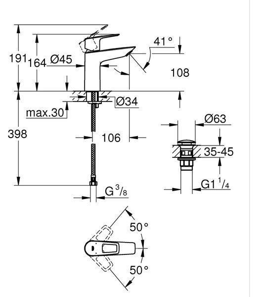 Grohe Start Edge umyvadlová baterie stojící černá 237792431