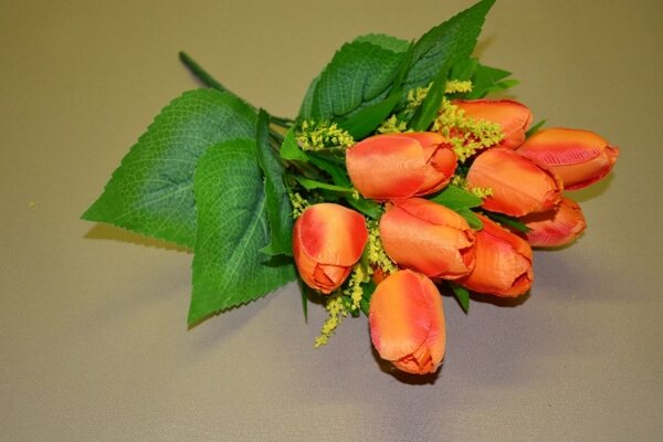 CERINO Umělá květina Tulipán kytice 40cm - 12 květů oranžová 1ks