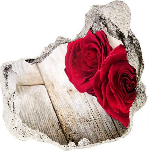 Nálepka 3D díra na zeď Růže na dřevě nd-p-99658852