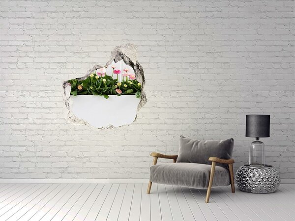 Fototapeta díra na zeď 3D Růžové sedmikrásky nd-p-99649628