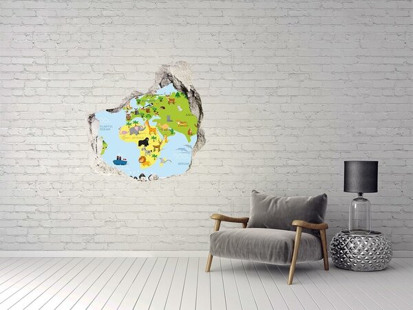 Samolepící díra na stěnu Mapa zvířata nd-p-99962679