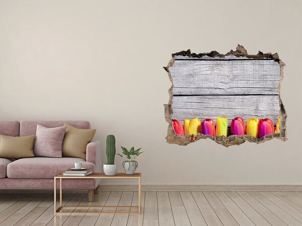 Samolepící nálepka Tulipány na dřevě nd-k-103218042