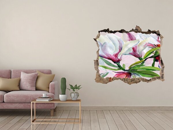 Nálepka 3D díra na zeď Květy magnolie nd-k-104301807