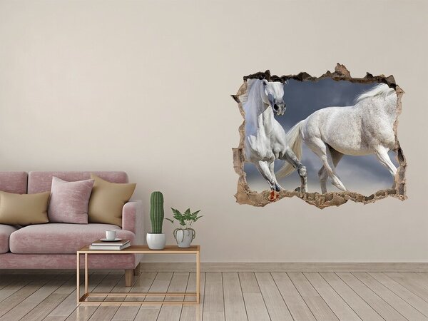 Díra 3D fototapeta na stěnu Bílí koně pláž nd-k-106869148