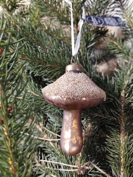 Cerino vánoční sklenená houba LUX 8x6cm hnědá zlatá
