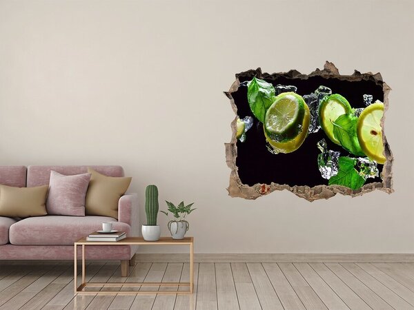 Nálepka 3D díra na zeď Limetka a citron nd-k-107824838