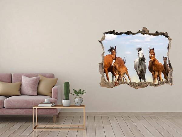 Díra 3D fototapeta nálepka Koně ve cvalu nd-k-108737059