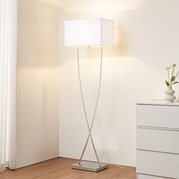 Stojací Lampa Lucande, Evaine, Bílá, Obývací pokoj, Kov, Moderní