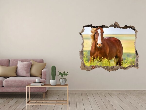 Díra 3D fototapeta nálepka Hnědý kůň nd-k-111439137
