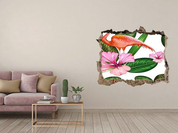 Díra 3D fototapeta na stěnu Plameňáci a rostliny nd-k-111415248