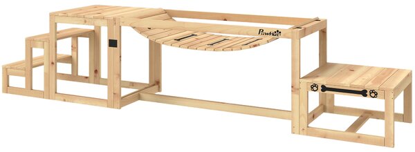 PAWHUT Sada pro agility s mostem, schody a plošinou do 40 kg přírodní dřevo