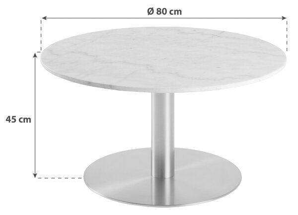 KONFERENČNÍ STOLEK, bílá, barvy mosazi, kov, kámen, 80/80/45 cm MID.YOU - Konferenční stolky, Online Only